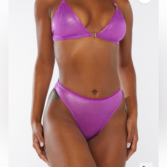 Savage X Fenty Juicy Purple Crotchless High-Leg Bikini Mesh Panty - Picture 3 of 11